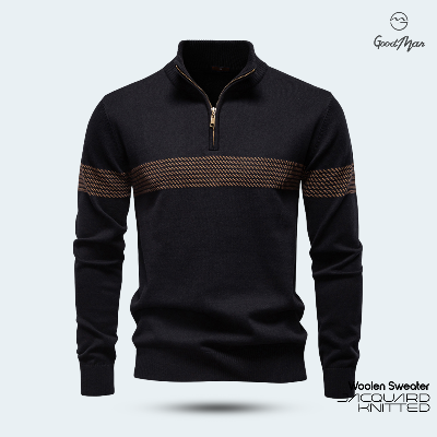 Picture of GoodMan Premium Quality Black Color Full Sleeve Zipper Sweater for Men.(Black,Int:XL)