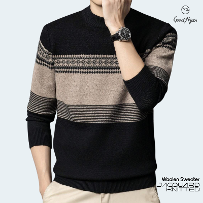 Picture of GoodMan Premium Quality Black Color Full Sleeve Sweater for Men.(Black,Int:M)