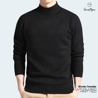 Picture of GoodMan Premium Quality Black Color High Neck Full Sleeve Sweater for Men.(Black,Int:XXL)