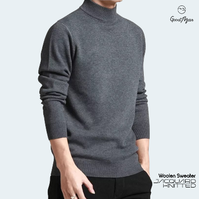 Picture of GoodMan Premium Quality Anthra Melange Color High Neck Full Sleeve Sweater for Men.(Anther Black,Int:XL)