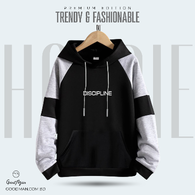 Picture of GoodMan Premium Quality Black Color Full Sleeve Hoodie Jacket for Men.(Black,Int:L)