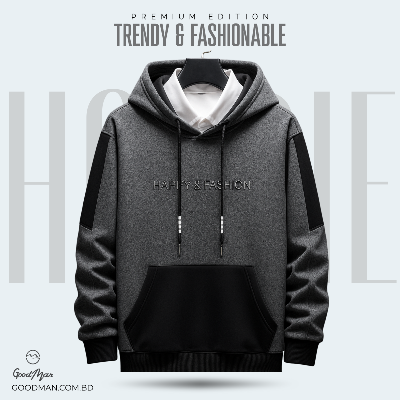 Picture of GoodMan Premium Quality Anthra Melange Color Full Sleeve Hoodie Jacket for Men.(Anthra Melange,Int:L)