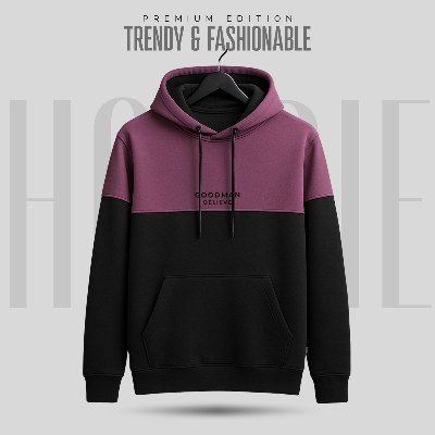 Picture of GoodMan Premium Quality Black Color Full Sleeve Hoodie Jacket for Men.(Black,Int:M)