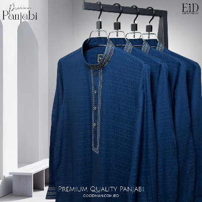 Picture of Premium Quality Petrol Color Semi Long Panjabi for Men.(Petrol,Int:XL)