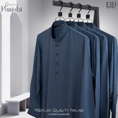 Picture of GoodMan Premium Quality Dark Ash Color Semi Long Panjabi for Men.(Dark Ash,Int:XXL)