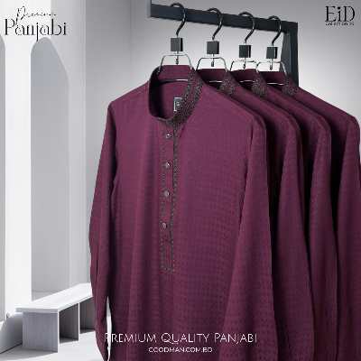 Picture of Premium Quality Maroon Color Semi Long Panjabi for Men.(Maroon,Int:M)