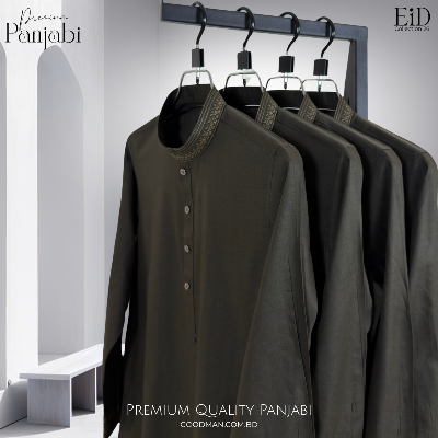 Picture of Premium Quality Olive Color Semi Long Panjabi.(Olive,Int:XXL)