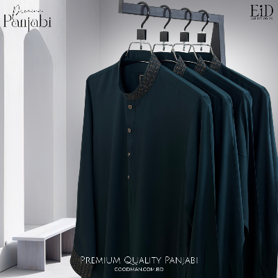 Picture of Premium Quality Green Color Semi Long Panjabi for Men.(Green,Int:XXL)
