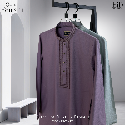 Picture of Luxury Quality Purple Color Semi Long Panjabi for Men.(Purple,Int:XXL)