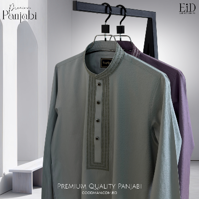 Picture of Luxury Quality Black Color Semi Long Panjabi for Men.(Turquoise,Int:XXL)