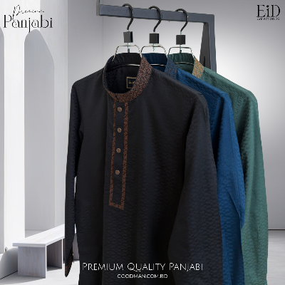 Picture of Luxury Quality Black Color Semi Long Panjabi for Men.(Black,Int:XXL)