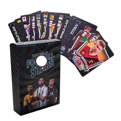 Picture of 54Pc World Football Stars Black Waterproof Plastic Cards - 54 Pieces Black   Card