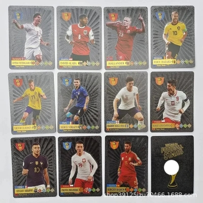 Picture of 54Pc World Football Stars Black Waterproof Plastic Cards - 54 Pieces Black   Card