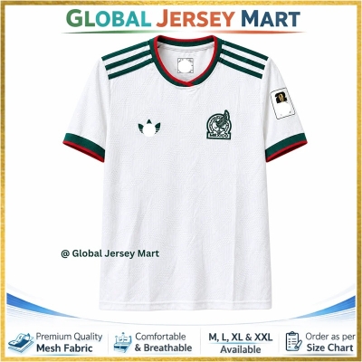 Picture of Mexico Away Jersey 2024/25 –   Trefoil –   Qualifiers Patch – Short Sleeve Football Jersey – Mexico National Team Fan Shirt (White/Green/Red) - White