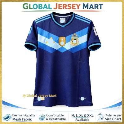 Picture of Argentina Away Jersey 2022 – AFA Crest &   Champions Badge – Short Sleeve Football Jersey – Argentina National Team Fan Shirt - Navy Blue
