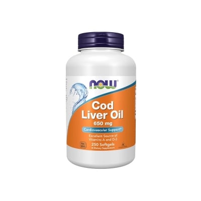 Picture of NOW Cod Liver Oil 650 mg Vitamins A and D-3 -250 Softgels