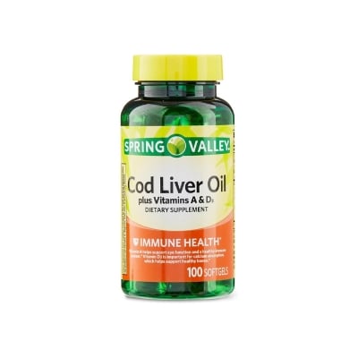 Picture of Spring Valley Cod Liver Oil Plus Vitamin A & D -100 Capsules