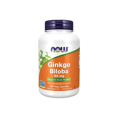 Picture of NOW Ginkgo Biloba 60mg 24% Extract- 60 Capsules