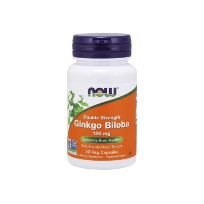 Picture of NOW Ginkgo Biloba 120 mg Double Strength - 50 Veg Capsules