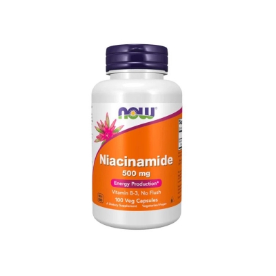 Picture of NOW Niacinamide (Vitamin B-3) 500 mg Energy Production - 100 Veg Capsules