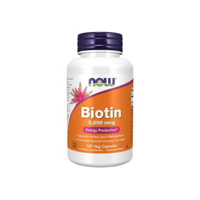Picture of Now Biotin 5000 Mcg Amino Acid Metabolism - 120 Veg Capsules
