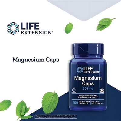 Picture of Life Extension Magnesium Caps 500 mg For Men and Women - 100 Vegetarian Capsules
