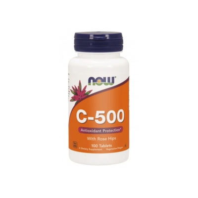 Picture of NOW Vitamin C-500 with Rose Hips- 100 Tablets