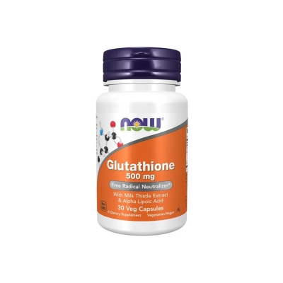 Picture of NOW Glutathione 500 mg With Milk Thistle Extract - 120 Veg Capsules