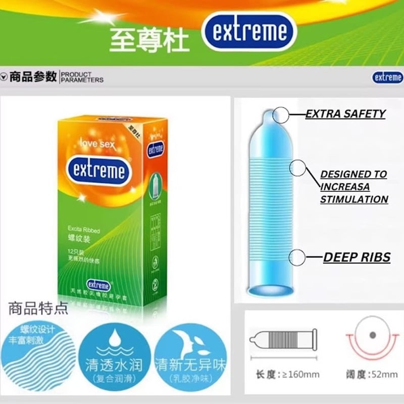 Picture of Extreme Excita Ribbed Condom - 12 Pcs