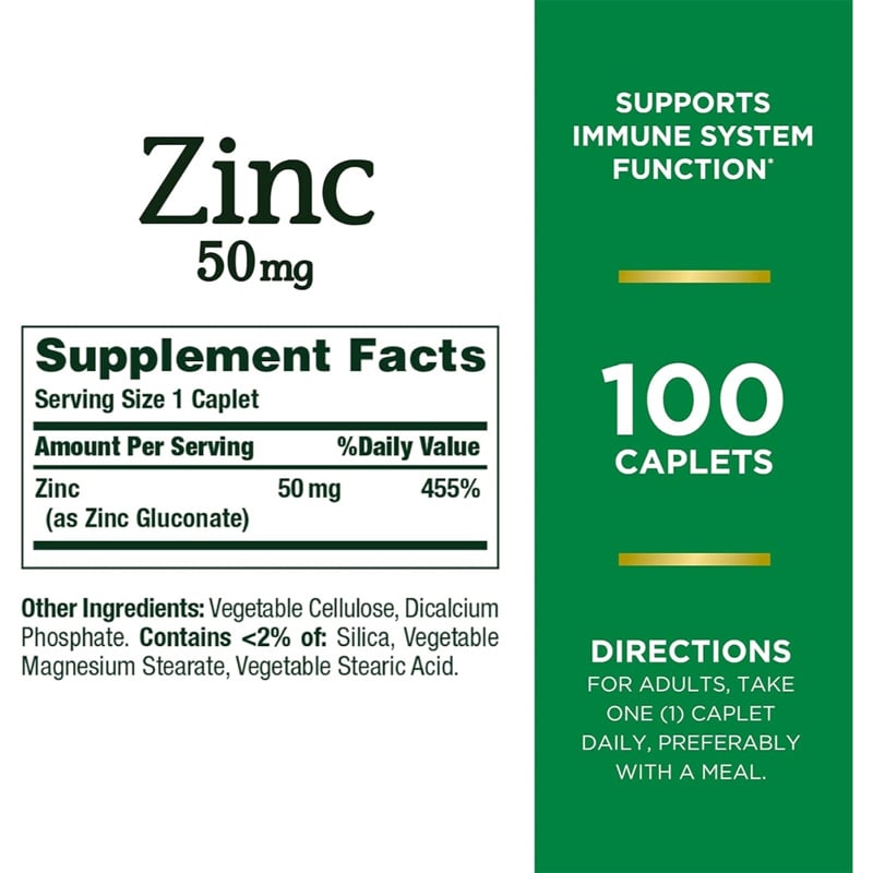 Picture of Nature's Bounty Zinc 50mg 100 Tablets