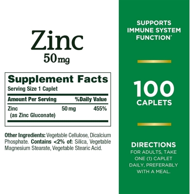 Picture of Nature's Bounty Zinc 50mg 100 Tablets