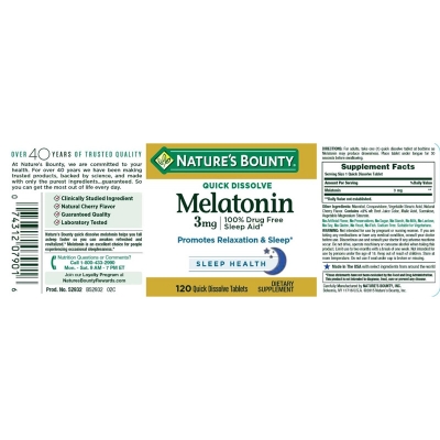 Picture of Nature’s Bounty Melatonin 3mg -120 Tablets