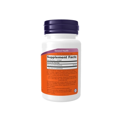 Picture of NOW CoQ10 100mg Cardiovascular Health Cellular Energy Production - 50 Capsules