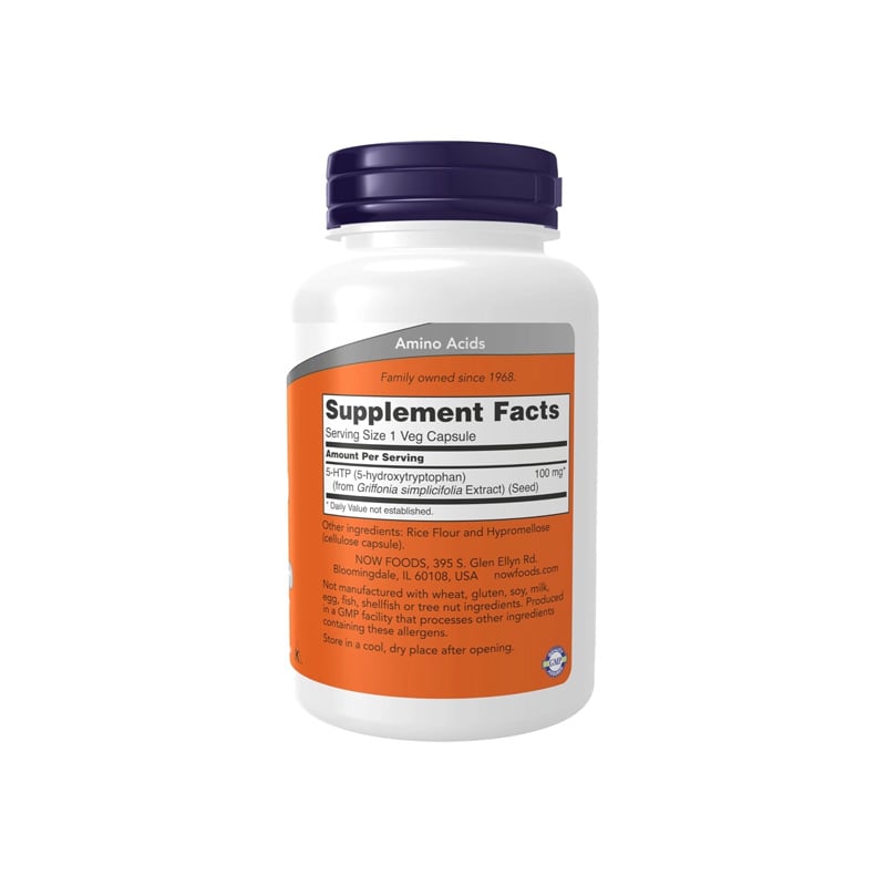 Picture of NOW 5-HTP (5-hydroxytryptophan) 100 mg - 120 Veg Capsules