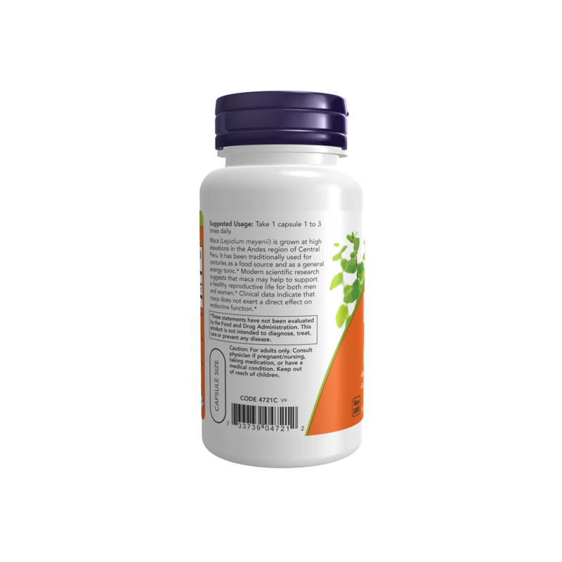 Picture of Now Maca 500mg Maca Root Lepidium meyenii - 100 Vegan Capsules