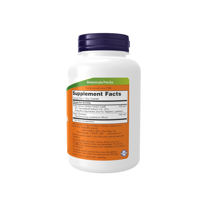 Picture of NOW Ginkgo Biloba 120 mg Double Strength - 50 Veg Capsules