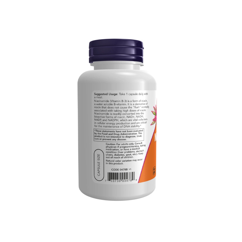 Picture of NOW Niacinamide (Vitamin B-3) 500 mg Energy Production - 100 Veg Capsules