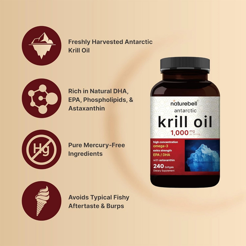 Picture of NatureBell Antarctic Krill Oil 1000mg Supplement- 240 Softgels