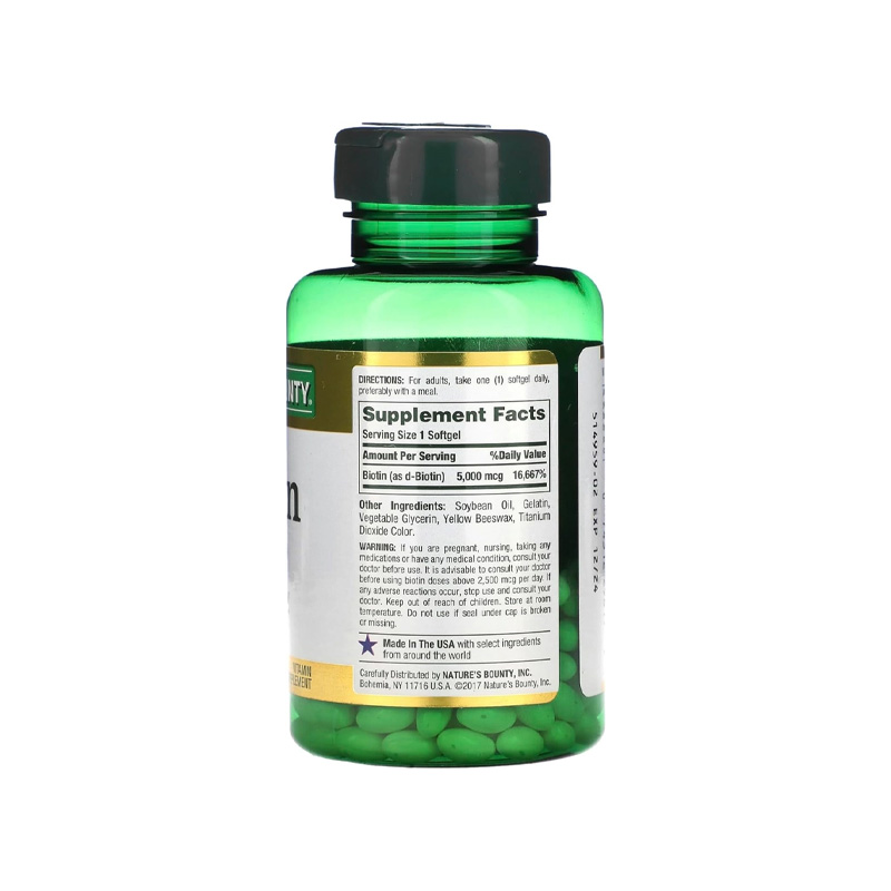 Picture of Nature's Bounty Biotin 5000mcg -150 Capsules Supports Healthy Hair Skin Nails