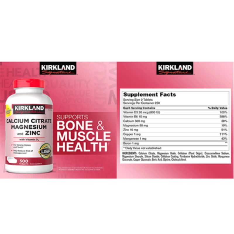 Picture of Kirkland Signature Calcium Citrate Magnesium and Zinc- 500 Tablets