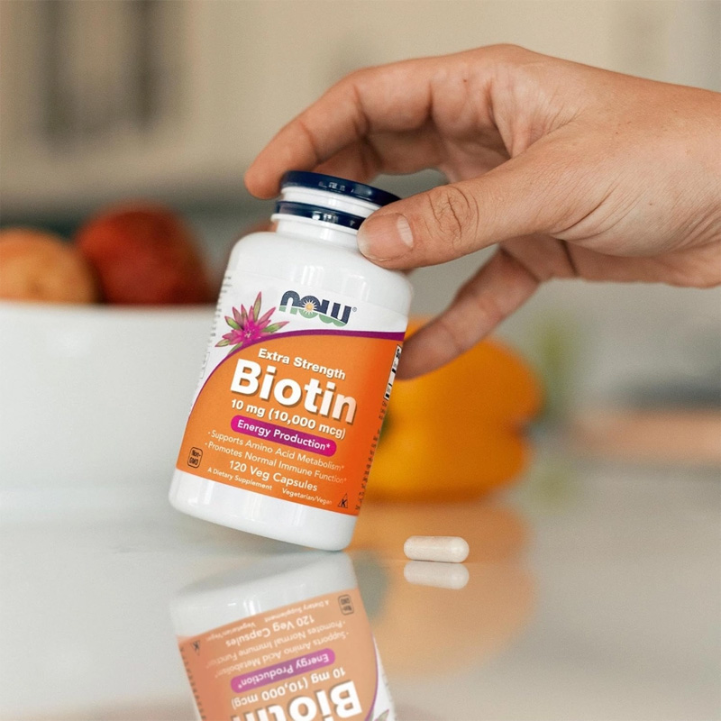 Picture of NOW Biotin 10mg (10,000 mcg) Extra Strength - 120 Caps