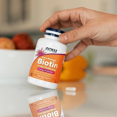 Picture of NOW Biotin 10mg (10,000 mcg) Extra Strength - 120 Caps