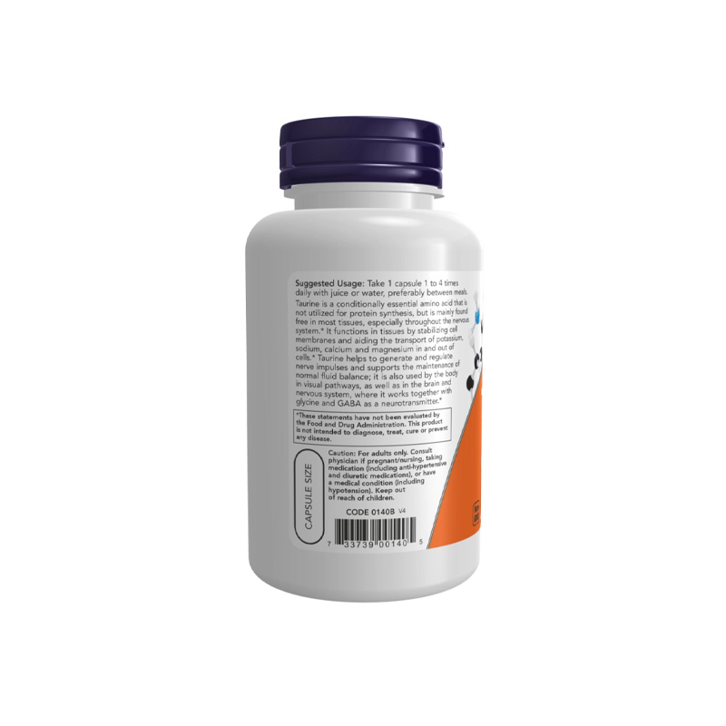 Picture of Now Taurine 500 Mg Nervous System Health - 100 Veg Capsules