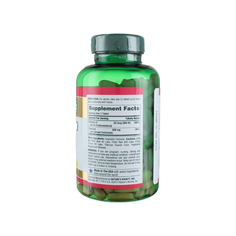 Picture of Nature's Bounty Calcium 600 + Vitamin D3 Tablets 600 Mg- 250 Tablets