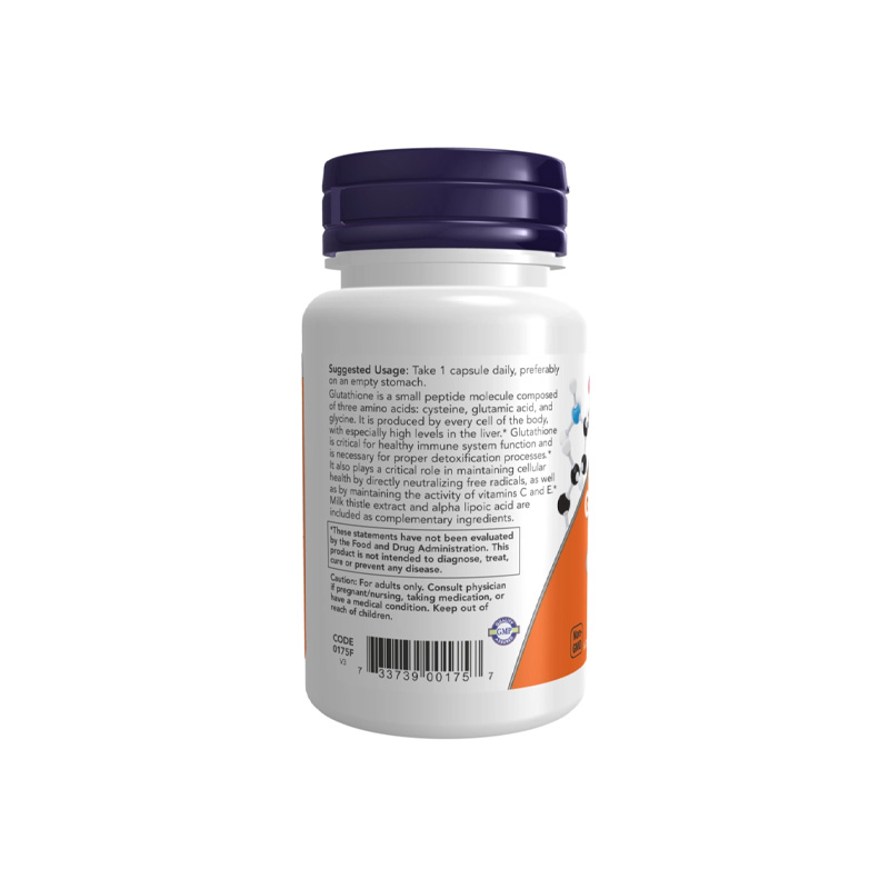 Picture of NOW Glutathione 500 mg With Milk Thistle Extract - 120 Veg Capsules