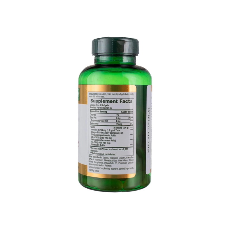 Picture of Nature's Bounty Fish Oil, Supports Heart Health 2400mg - 90 Coated Softgels