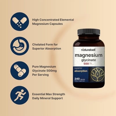 Picture of NatureBell Magnesium Glycinate Capsules 500mg -240 Count
