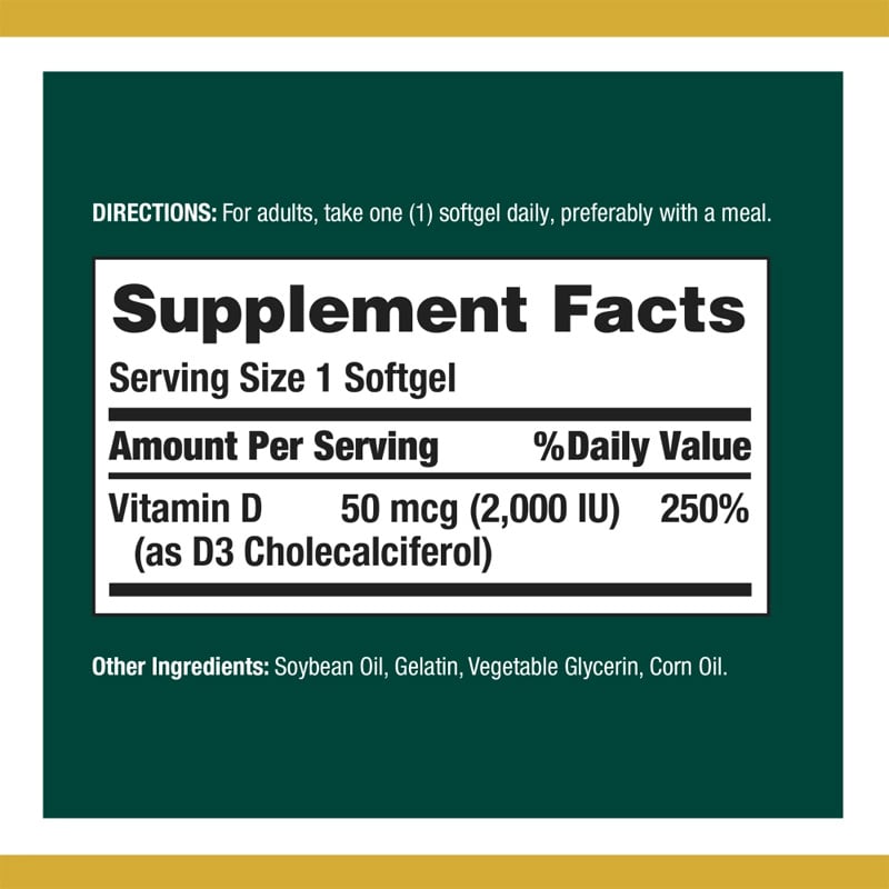 Picture of Nature's Bounty Vitamin D3  Supports Immune and Bone Health 50mcg -240 Count