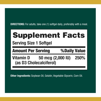 Picture of Nature's Bounty Vitamin D3  Supports Immune and Bone Health 50mcg -240 Count