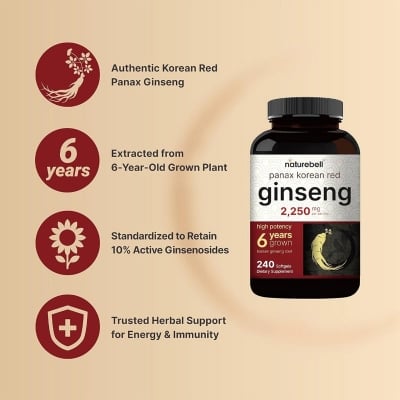 Picture of NatureBell Panax Korean Red Ginseng 2,250mg Per Serving- 240 Softgels